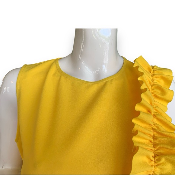 ASOS YELLOW RUFFLE SLEEVELESS DRESS. WOMEN’S SIZE 10 - Picture 5 of 8
